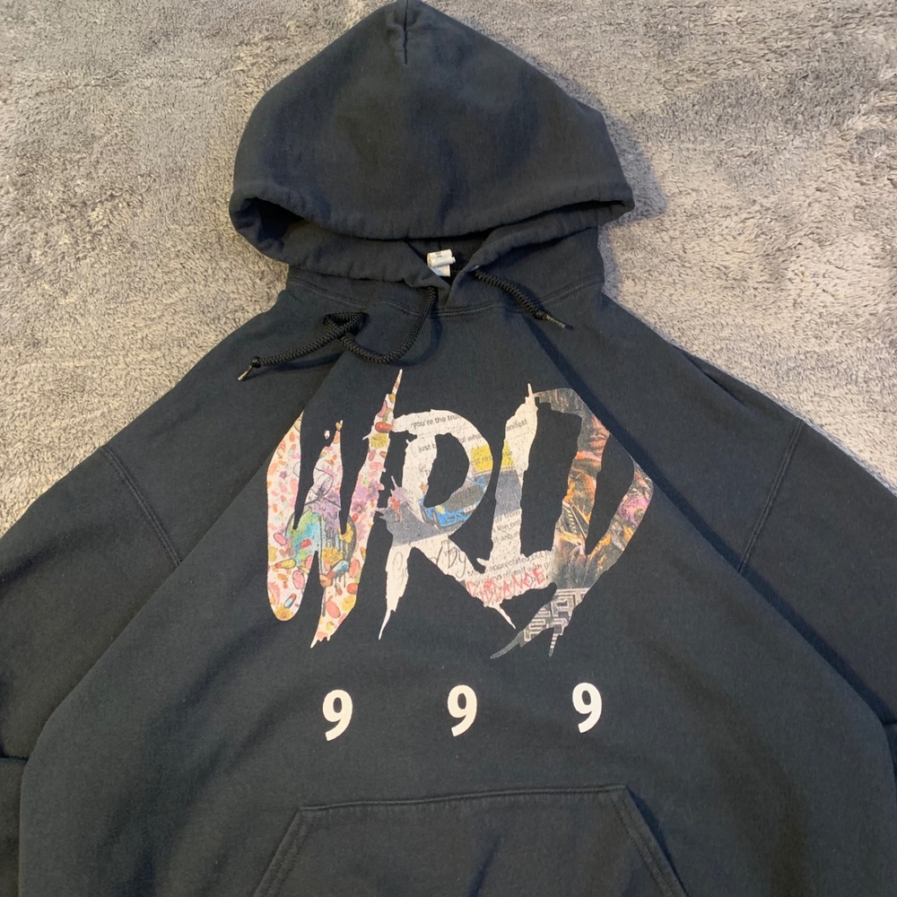 Juice WRLD 999 Club Black Graphic Hoodie Mens Large Streetwear Rap Merch
